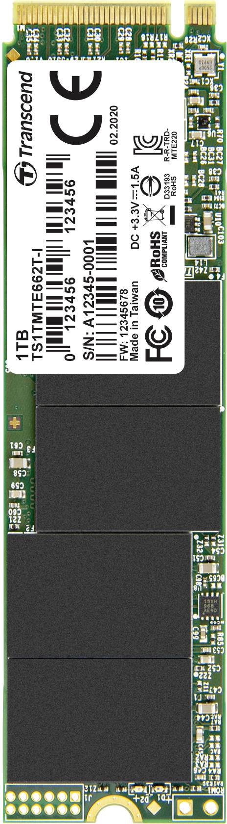 Transcend MTE662T-I 1 TB NVMe/PCIe M.2 SSD 2280 harde schijf PCIe NVMe 3.0 x4 Industrial TS1TMTE662T-I