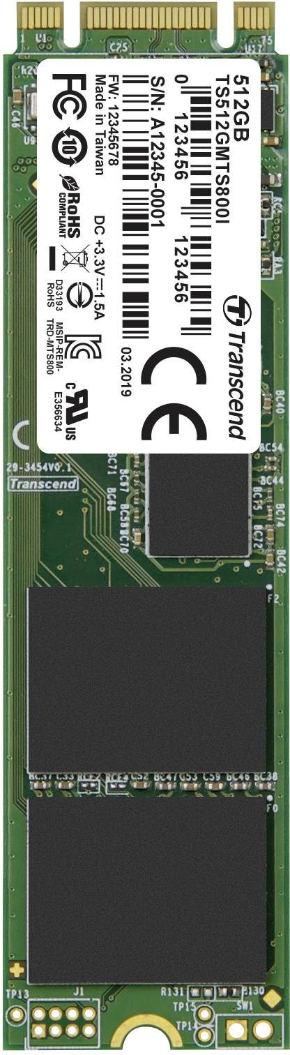 Transcend MTS800I 512 GB NVMe/PCIe M.2 SSD 2280 harde schijf SATA 6 Gb/s Industrial TS512GMTS800I