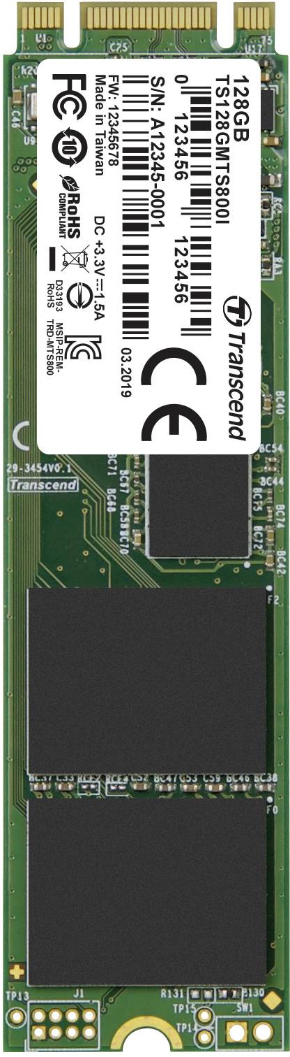 Transcend MTS800I 128 GB SATA M.2 SSD 2280 harde schijf SATA 6 Gb/s Industrial TS128GMTS800I