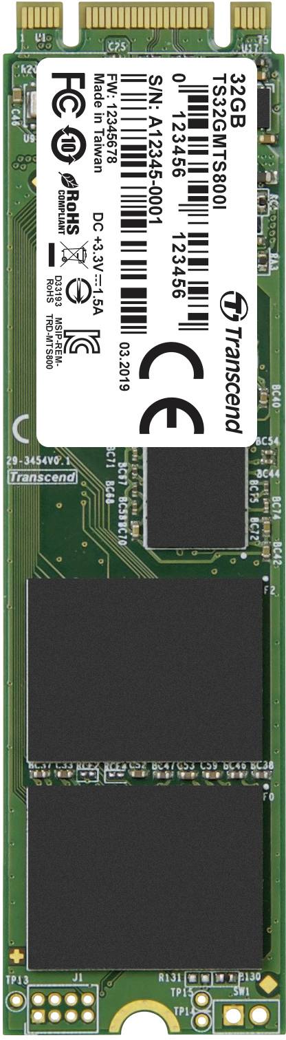 Transcend MTS800I 32 GB NVMe/PCIe M.2 SSD 2280 harde schijf SATA 6 Gb/s Industrial TS32GMTS800I