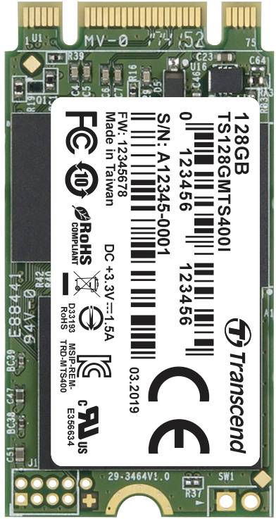 Transcend MTS400I 128 GB SATA M.2 SSD 2242 harde schijf SATA 6 Gb/s Industrial TS128GMTS400I