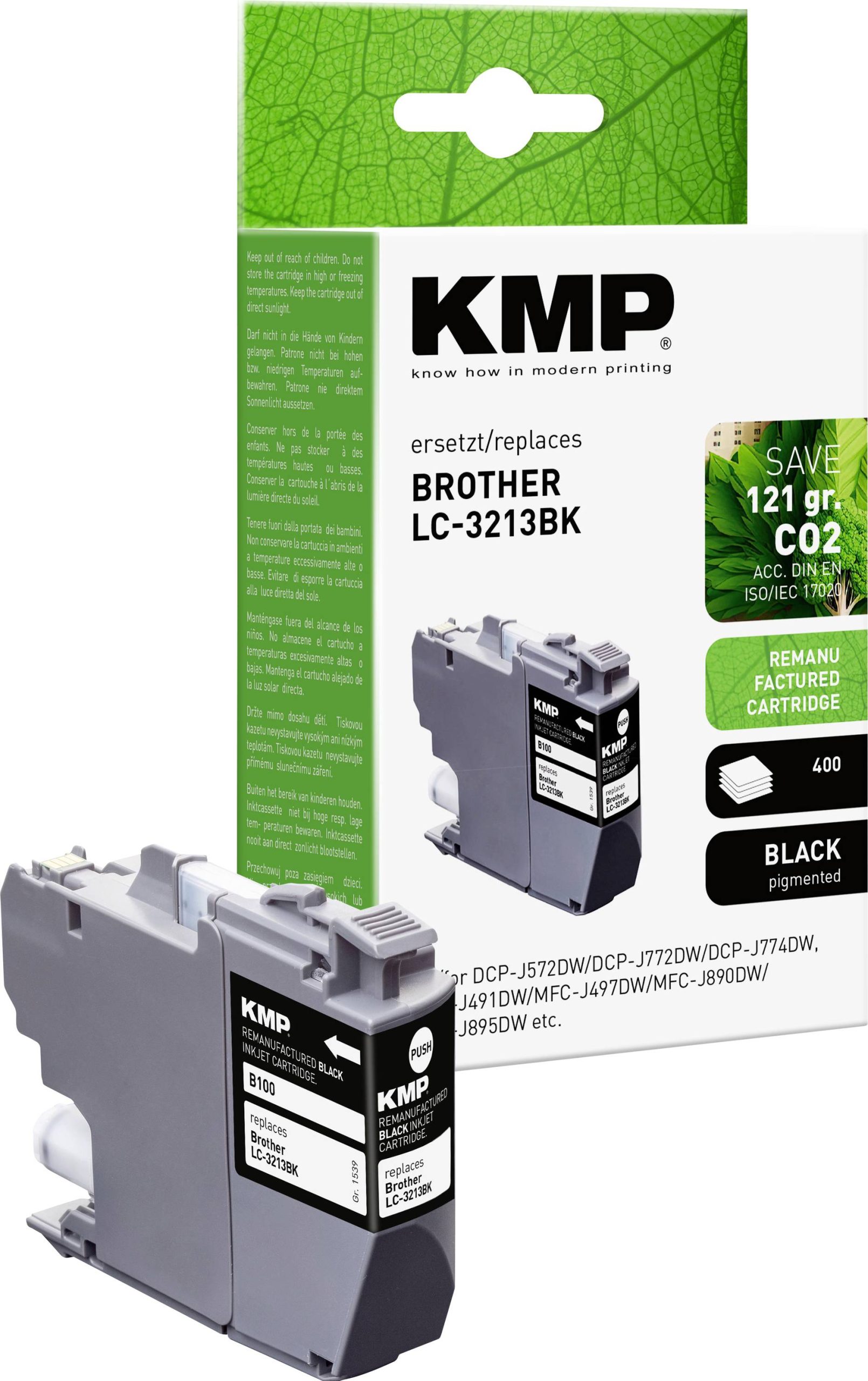 KMP Inktcartridge vervangt Brother LC-3213BK Compatibel Zwart B100 1539,4001