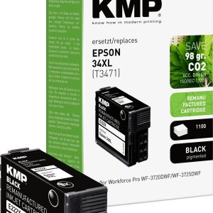 KMP Inktcartridge vervangt Epson 34XL, T3471 Compatibel Zwart E222X 1637,4001 KMP Inktcartridge vervangt Epson 34XL, T3471 Compatibel Zwart E222X 1637,4001