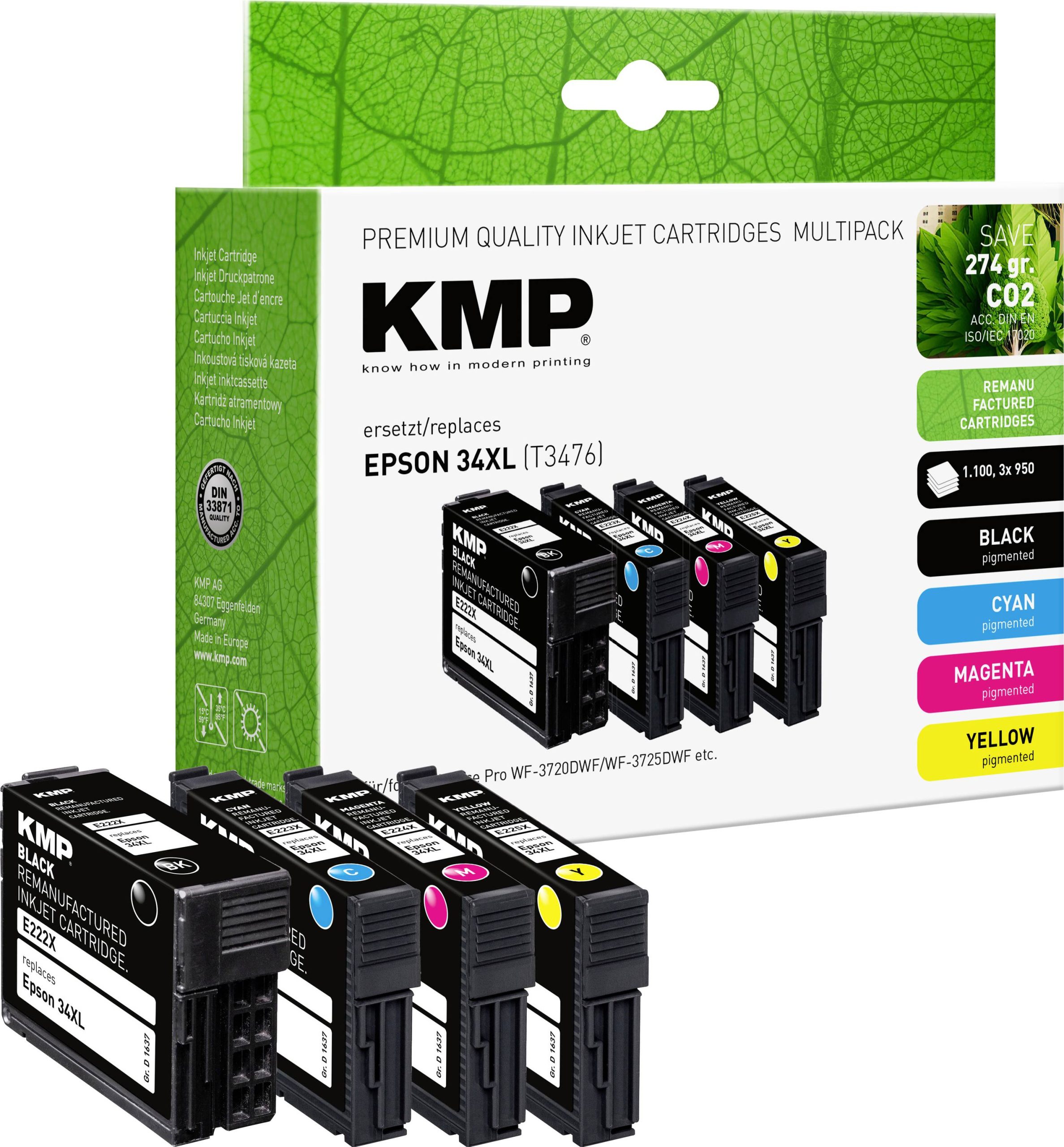 KMP Inktcartridge vervangt Epson 34XL, T3476, T3471, T3472, T3473, T3474 Compatibel Combipack Kleur E222XV 1637,4005