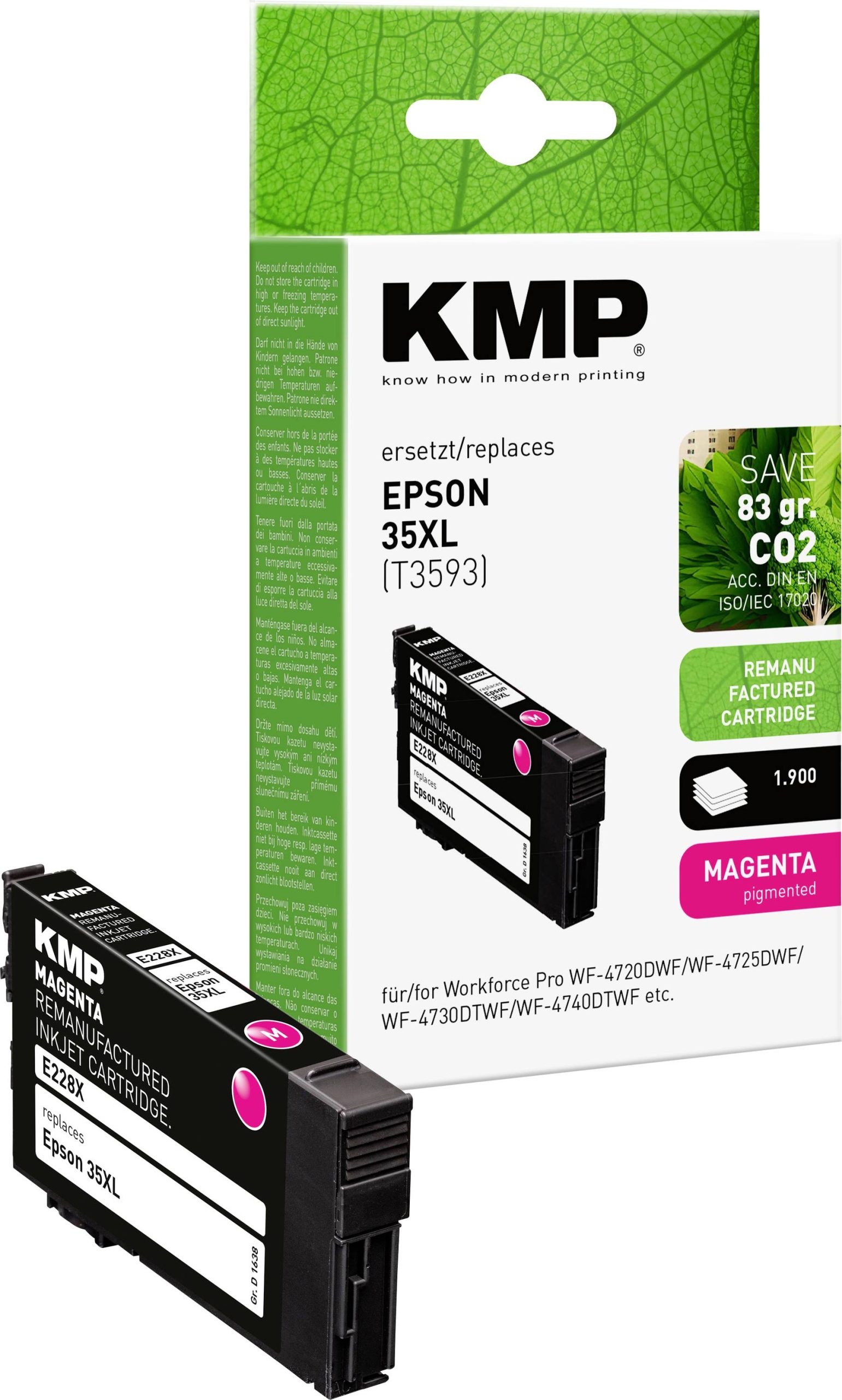 KMP Inktcartridge vervangt Epson 35XL, T3593 Compatibel Magenta E228X 1638,4006