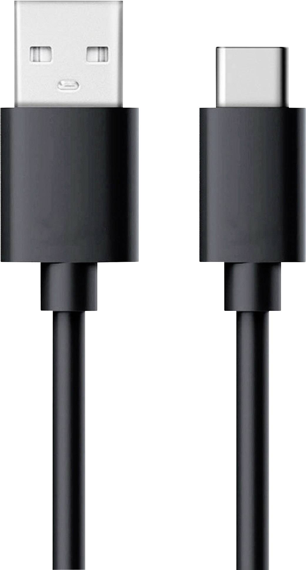 RealPower 255650 USB-kabel USB 2.0 USB-A stekker, USB-C stekker 0.60 m Zwart