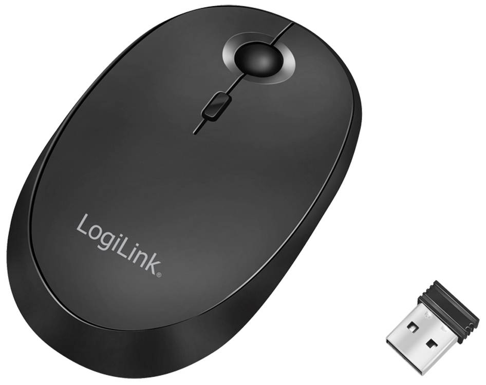 LogiLink ID0204 Muis Bluetooth, Radiografisch Optisch Zwart 3 Toetsen 1600 dpi Oplaadbaar