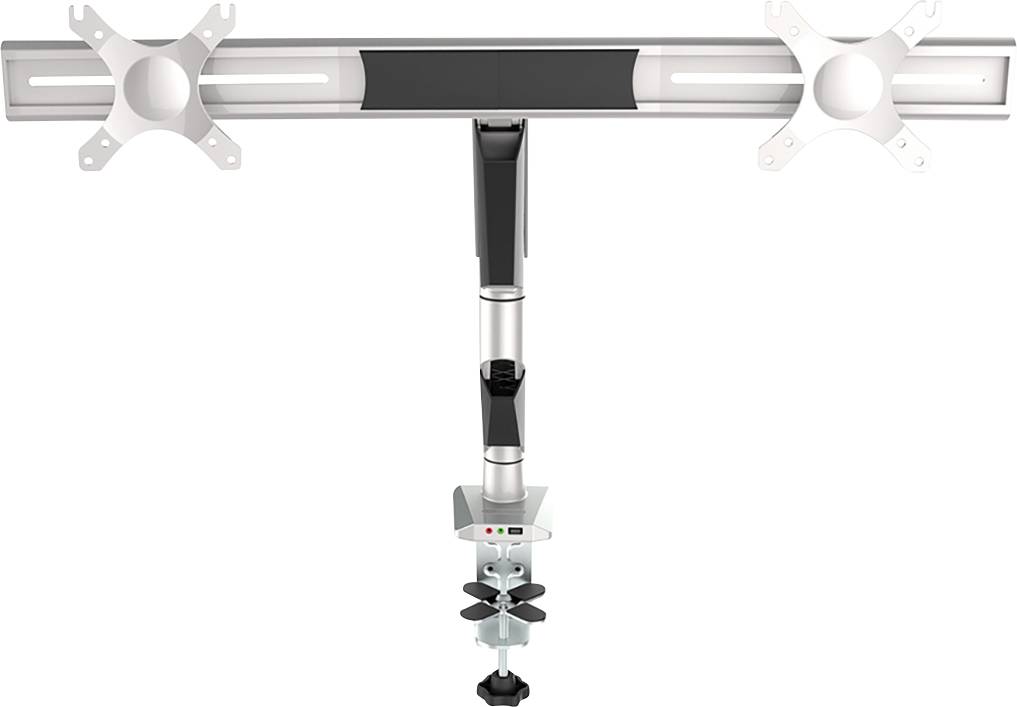 Neomounts NM-D725DXSILVER Monitor-tafelbeugel 25,4 cm (10") - 68,6 cm (27") Roteerbaar, Zwenkbaar, Kantelbaar, In hoogte
