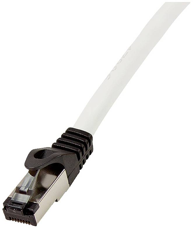 LogiLink CQ8102S RJ45 Netwerkkabel, patchkabel CAT 8.1 S/FTP 15.00 m Grijs-wit (RAL 7035) Afscherming gevlochten, Haloge