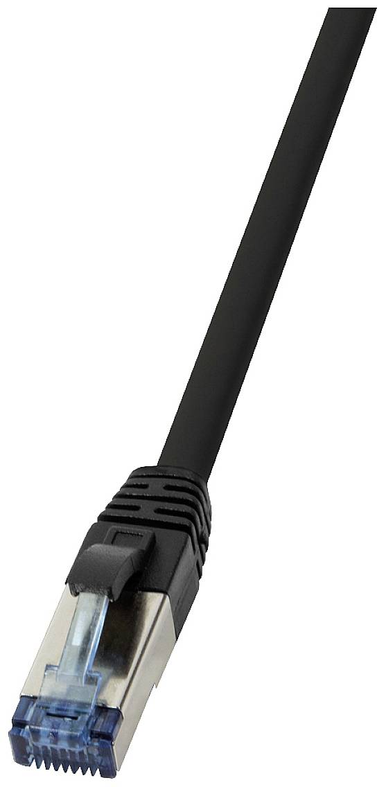 LogiLink CQ6115S RJ45 Netwerkkabel, patchkabel CAT 6A S/FTP 20.00 m Zwart Afscherming gevlochten, Halogeenvrij, PUR-mant
