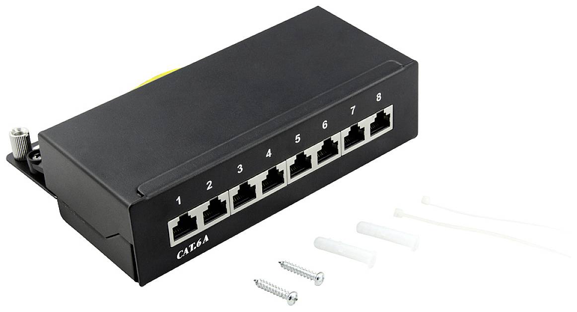 LogiLink NP0018B 8 poorten Patchpaneel CAT 6A 1 HE Meerdere kleuren