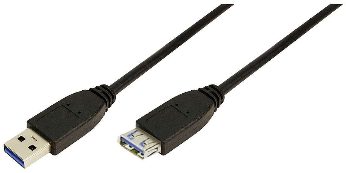 LogiLink CU0043 USB-kabel USB 3.2 Gen1 USB-A stekker, USB-A bus 3.00 m Zwart
