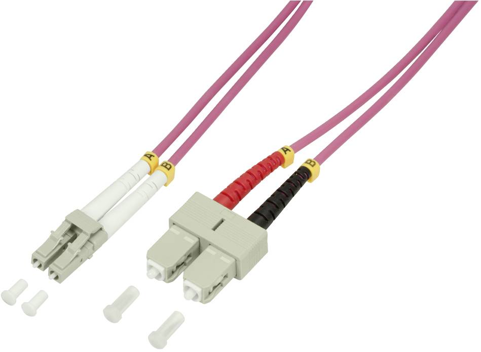 LogiLink FP4LS05 Glasvezel Optische vezel Aansluitkabel 5.00 m Violet 50/125 µ Multimode OM4