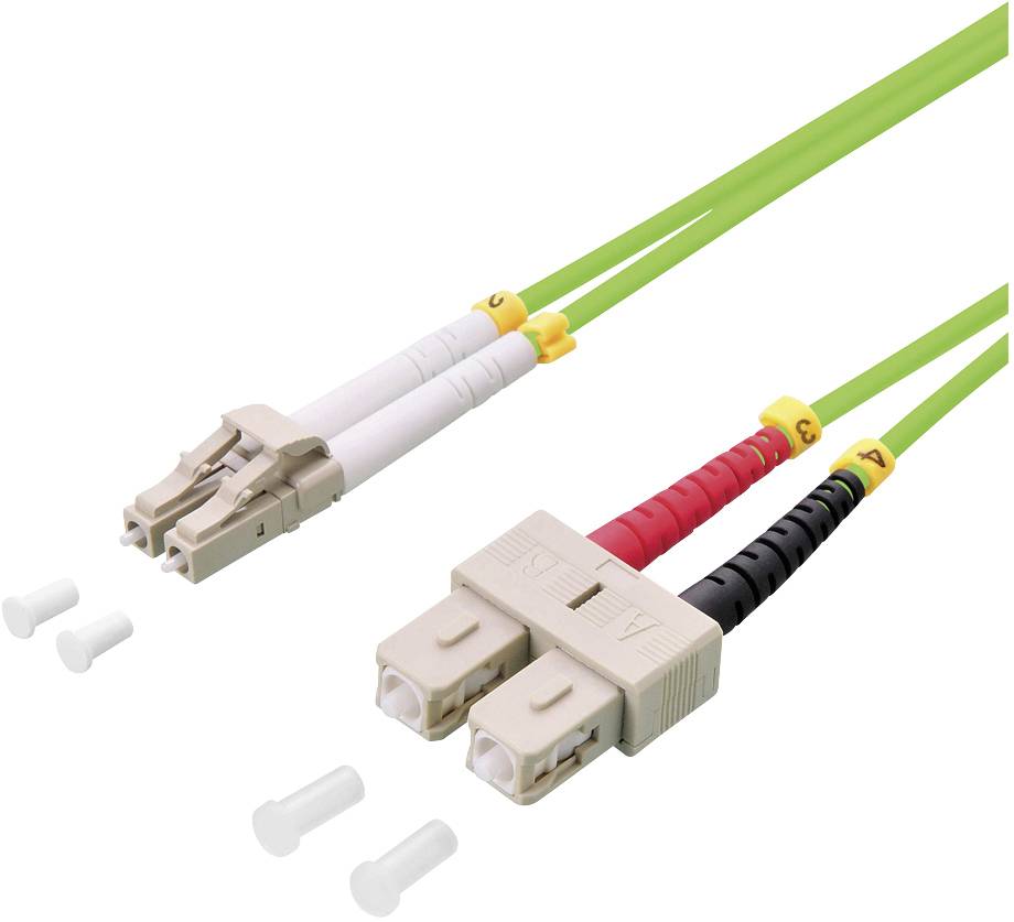 LogiLink FP5LS15 Glasvezel Optische vezel Aansluitkabel 15.00 m Linde-groen 50/125 µ Multimode
