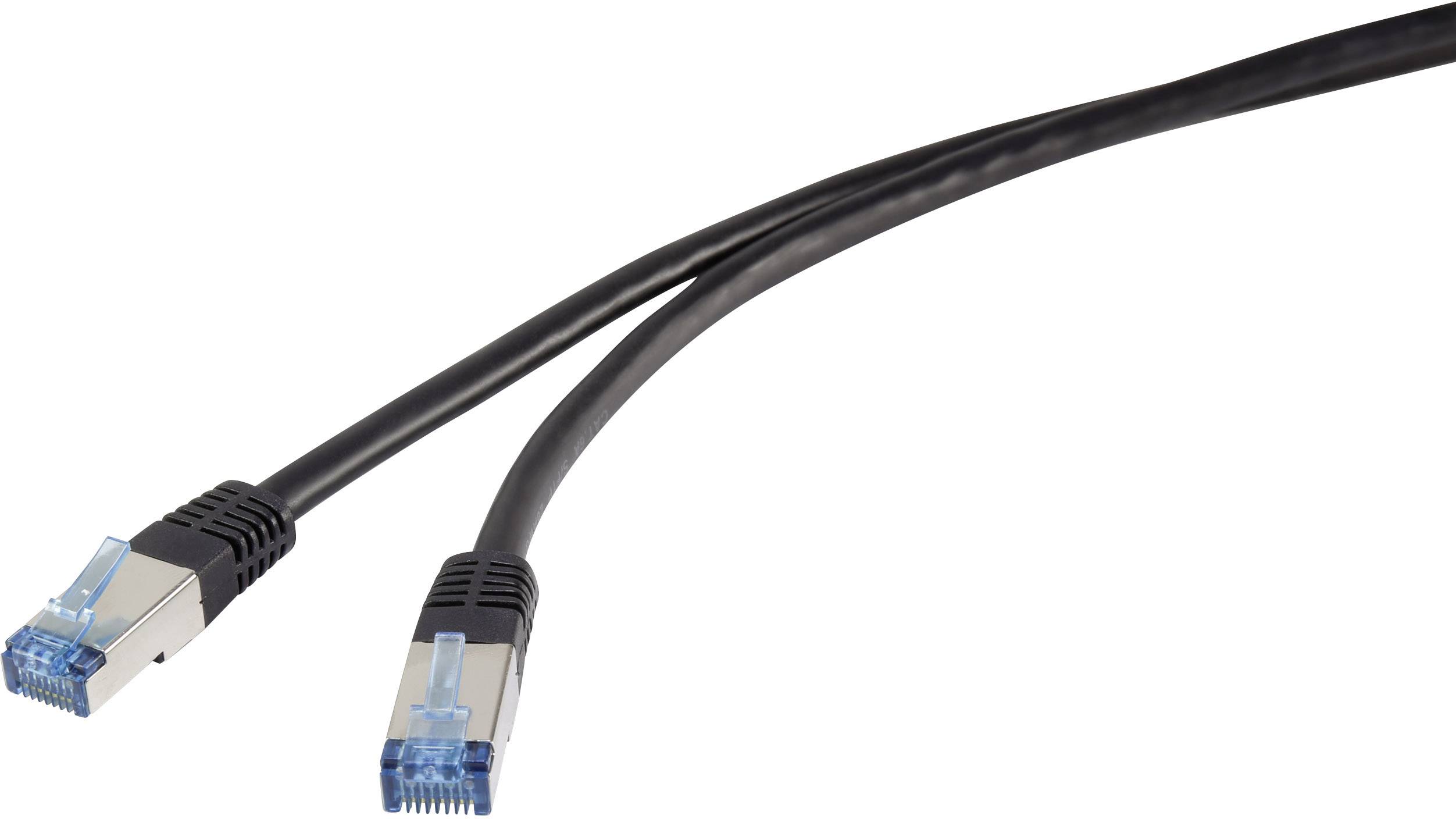Renkforce RF-4673684 RJ45 Netwerkkabel, patchkabel CAT 6A S/FTP 3.00 m Zwart UV-bestendig 1 stuk(s)