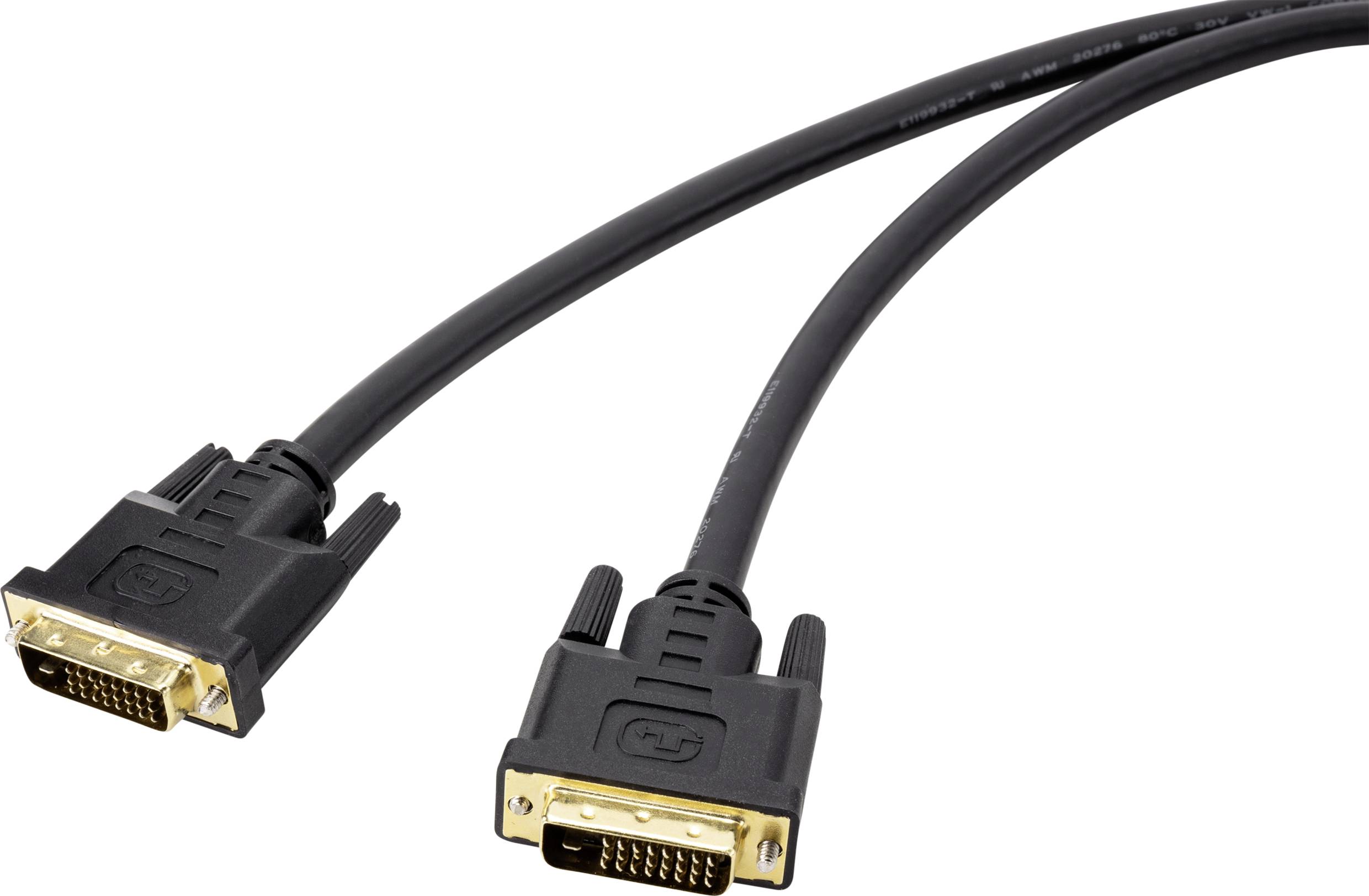 Renkforce RF-4680662 DVI-kabel DVI Aansluitkabel DVI-D 24+1-polige stekker, DVI-D 24+1-polige stekker 7.50 m Zwart Vergu