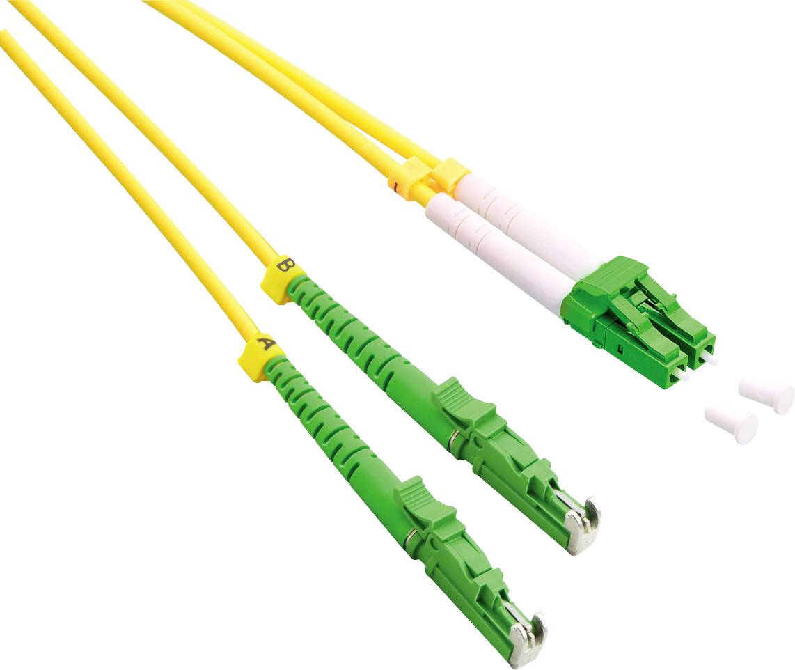 ROLINE glasvezelkabel duplex 9/125µm OS2, LSH/LC, APC gepolijst, LSOH, geel, 0,5 m