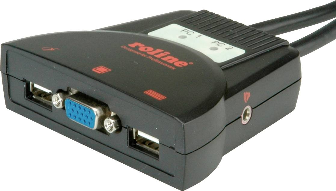 ROLINE KVM Switch 'Star' 2 PCs, VGA, USB, audio