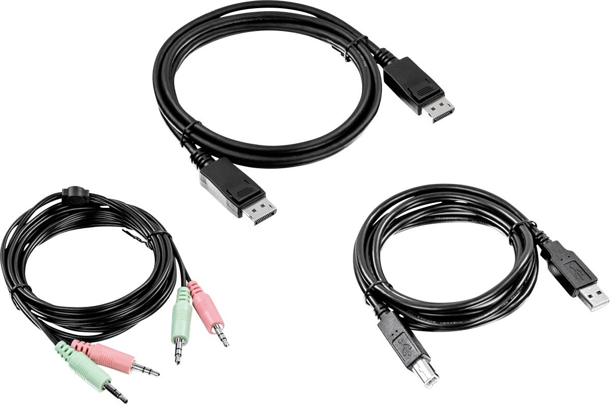 TrendNet KVM Adapter [1x DisplayPort stekker, USB-A 2.0 stekker, Jackplug male 3,5 mm - 1x DisplayPort stekker, USB 2.0