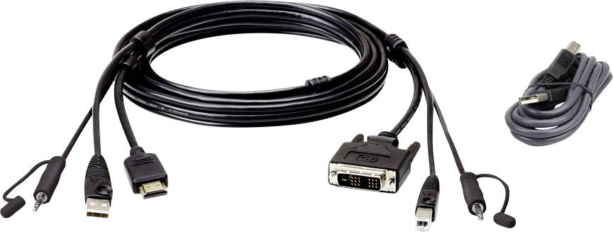 ATEN KVM Aansluitkabel [1x HDMI-stekker, USB-A 2.0 stekker, Jackplug male 3,5 mm - 1x DVI-D-stekker, USB 2.0 bus B, Jack
