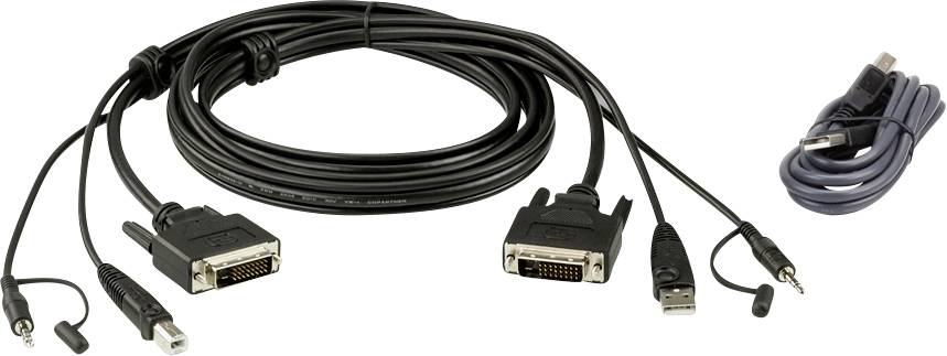 ATEN KVM Aansluitkabel [1x DVI-D-stekker, USB-A 2.0 stekker, Jackplug male 3,5 mm - 1x DVI-D-stekker, USB 2.0 bus A, Jac