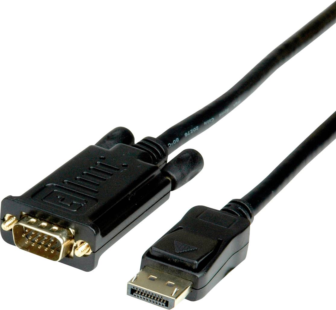 ROLINE DisplayPort VGA kabel, DP M - VGA M, zwart, 2 m