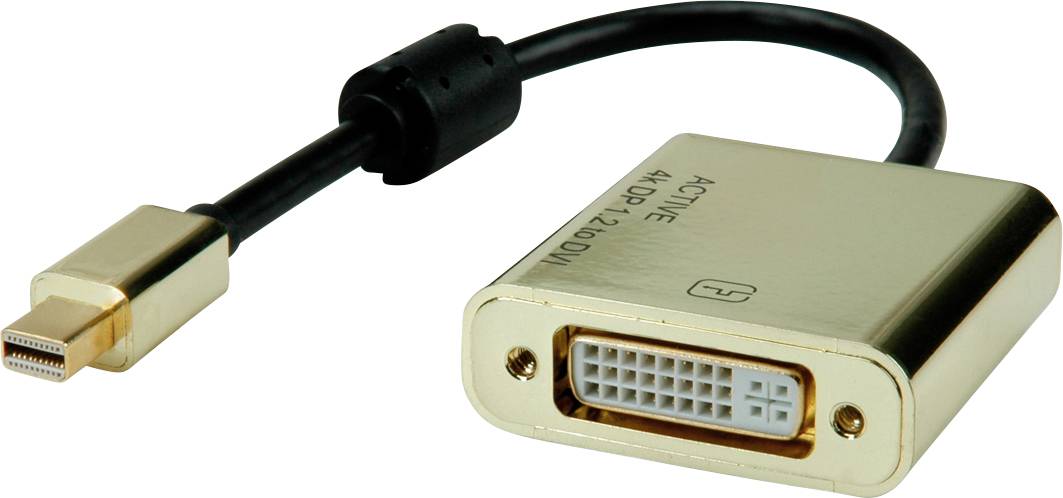 ROLINE GOLD 4K MiniDP/DVI Adapter, Actief, v1.2, MiniDP M - DVI F, Retail Blister
