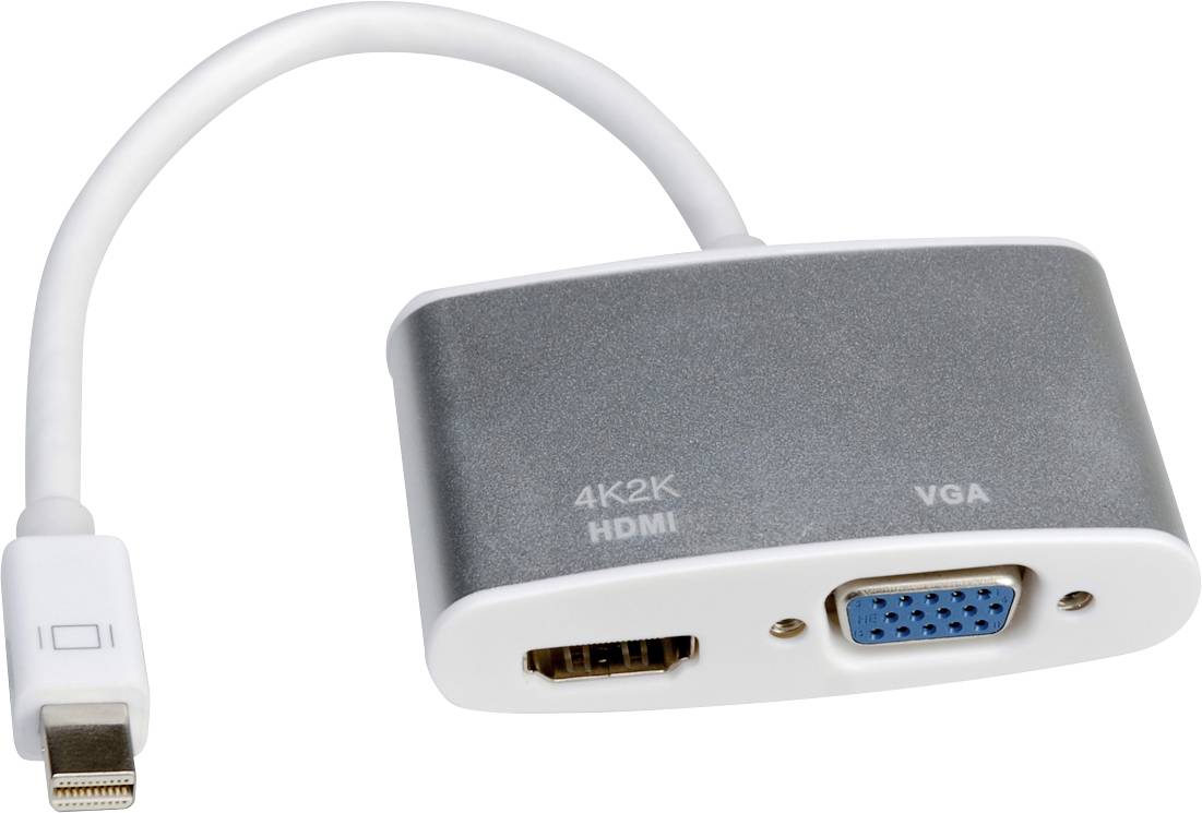 ROLINE 4K MiniDP - HDMI/VGA adapterkabel, MiniDP M - HDMI/VGA F, Actief
