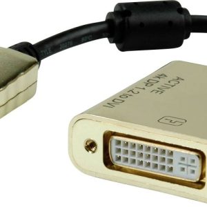 ROLINE GOLD 4K DP/DVI Adapter, Actief, v1.2, DP Male – DVI Female, Retail Blister ROLINE GOLD 4K DP/DVI Adapter, Actief, v1.2, DP Male – DVI Female, Retail Blister