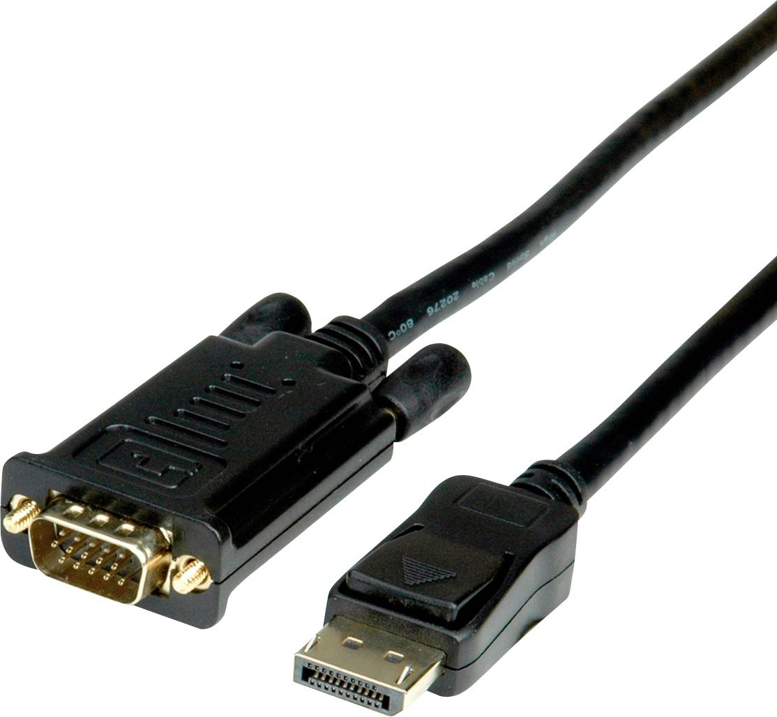 ROLINE DisplayPort VGA kabel, DP M - VGA M, zwart, 1,5 m