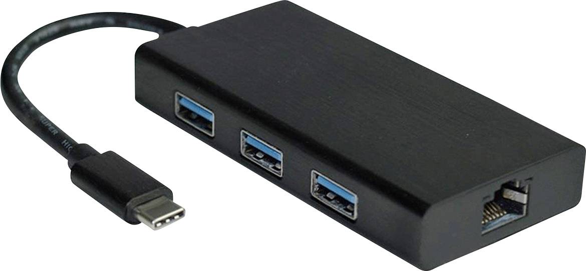 VALUE USB 3.2 Gen 1 Type C naar Gigabit Ethernet-converter + hub