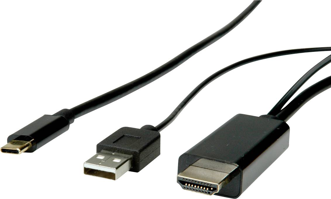 ROLINE USB type C - HDMI + USB A adapterkabel, M/M, 2 m