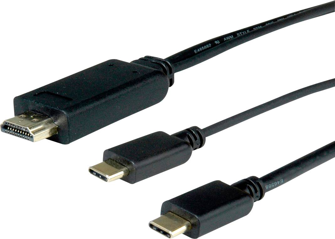 ROLINE USB type C - HDMI + USB C adapterkabel, M/M, 2 m