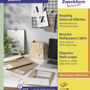 Avery-Zweckform LR3475-10 Universele etiketten 70 x 36 mm Kringlooppapier Wit 240 stuk(s) Permanent hechtend Laser (kleu Avery-Zweckform LR3475-10 Universele etiketten 70 x 36 mm Kringlooppapier Wit 240 stuk(s) Permanent hechtend Laser (kleu
