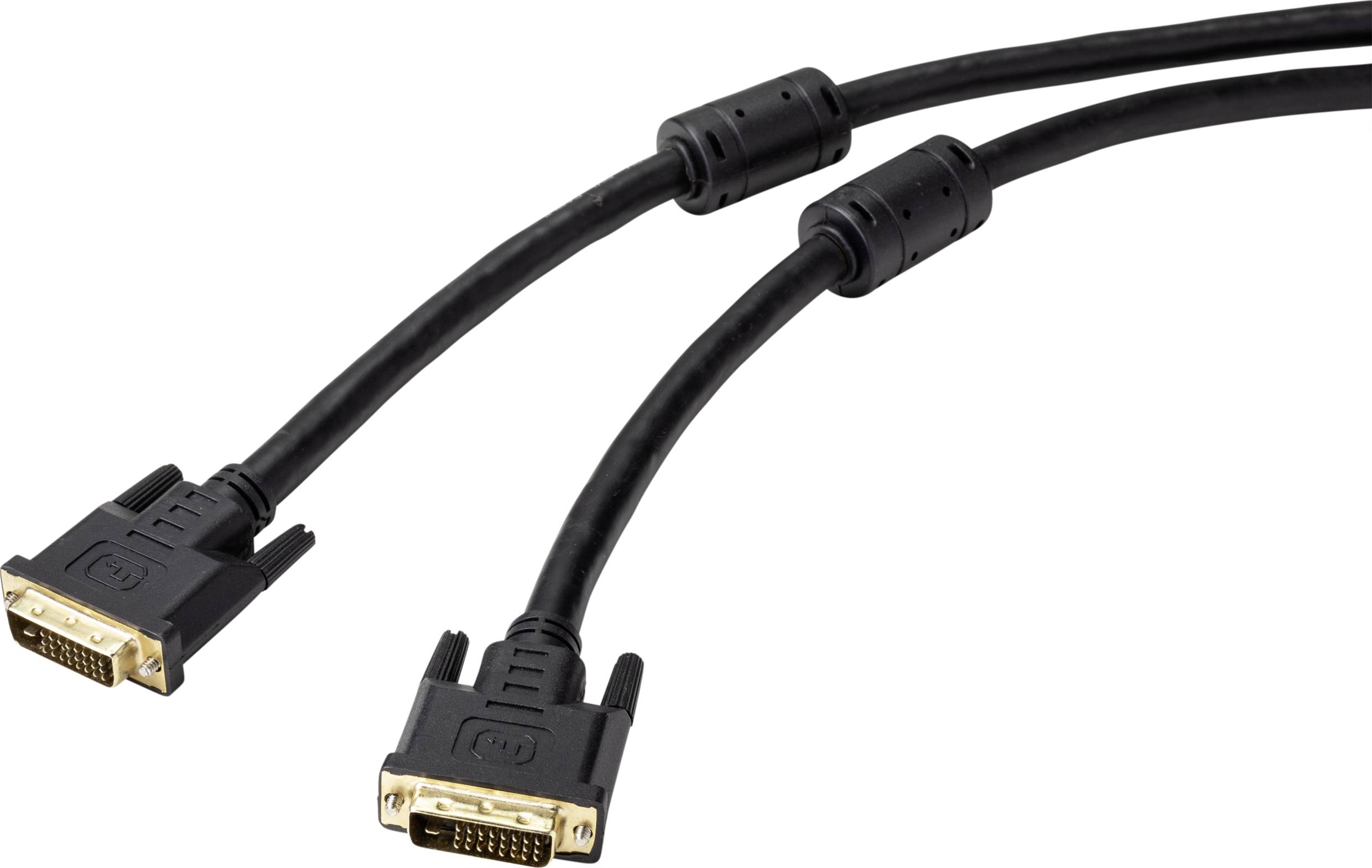 Renkforce RF-4695146 DVI-kabel DVI Aansluitkabel DVI-D 24+1-polige stekker, DVI-D 24+1-polige stekker 5.00 m Zwart Afges