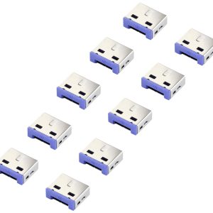 Renkforce RF-4695230 USB-A-poortslot Set van 10 stuks Zilver-blauw Renkforce RF-4695230 USB-A-poortslot Set van 10 stuks Zilver-blauw