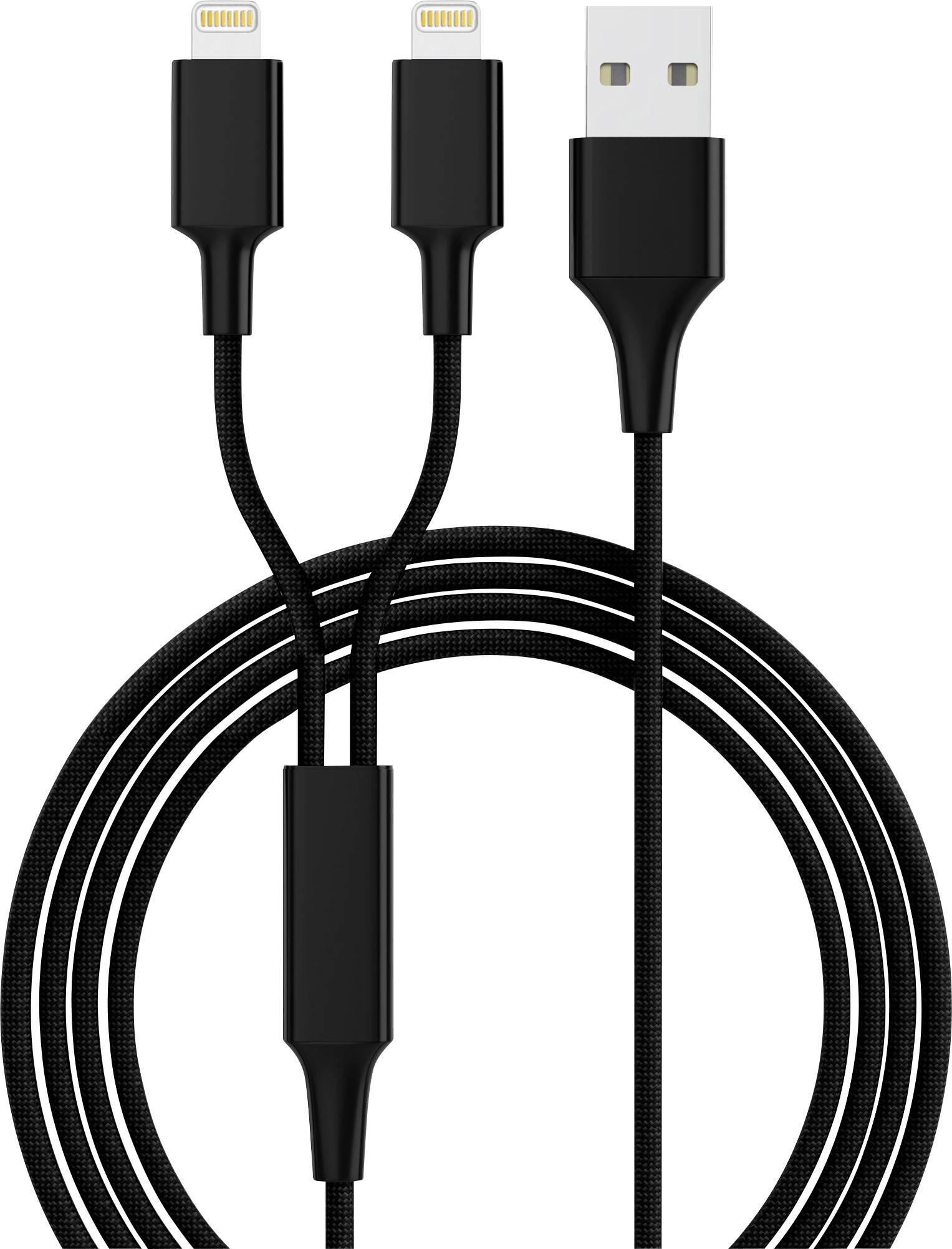 Smrter SMRTER_HYDRA_DUO_L_BK USB-laadkabel USB 2.0 USB-A stekker, Apple Lightning stekker 1.20 m Zwart