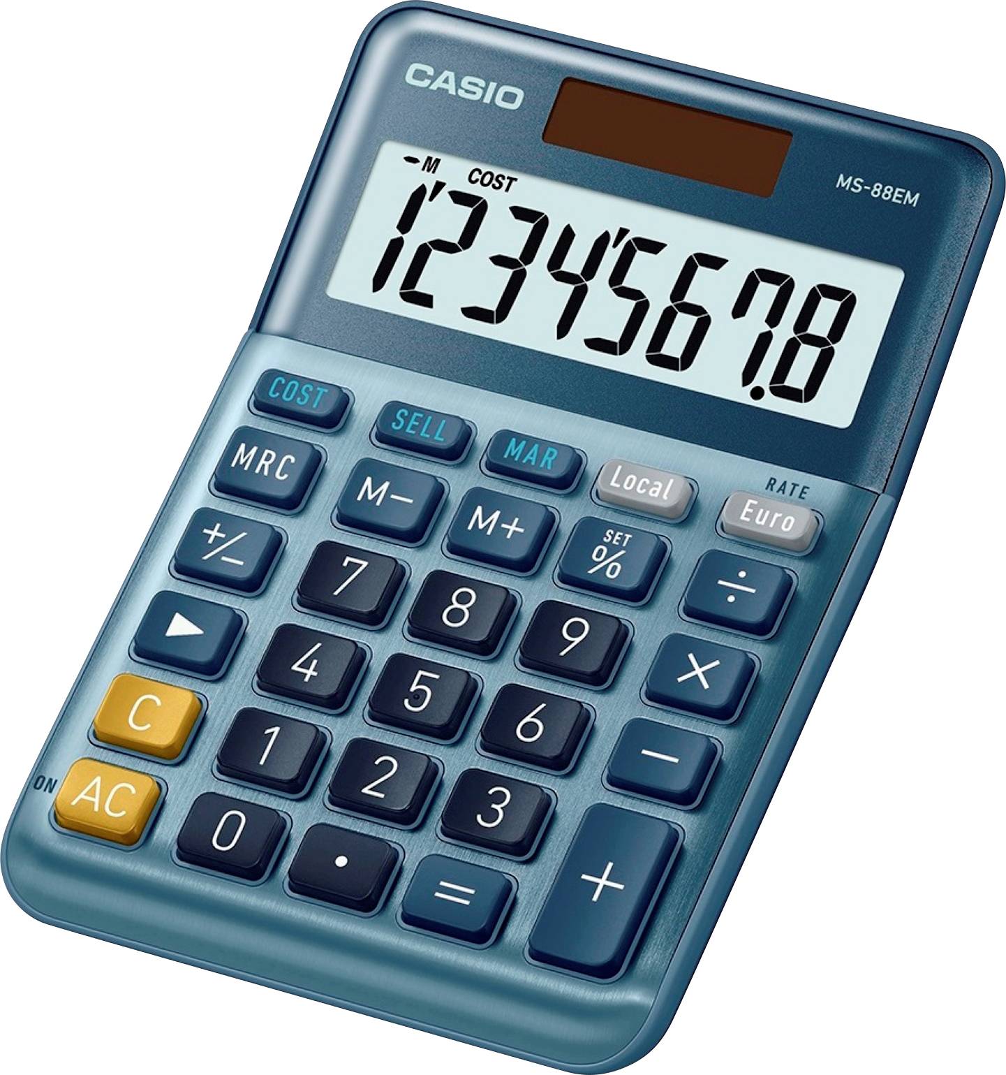 Casio MS-88EM Bureaurekenmachine Blauw Aantal displayposities: 8 werkt op zonne-energie (l x b x h) 101 x 149 x 28 mm