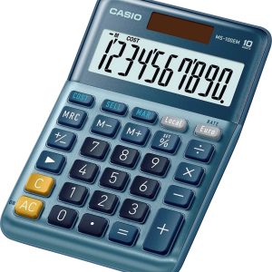 Casio MS-100EM Bureaurekenmachine Blauw Aantal displayposities: 10 werkt op zonne-energie (l x b) 101 mm x 149 mm