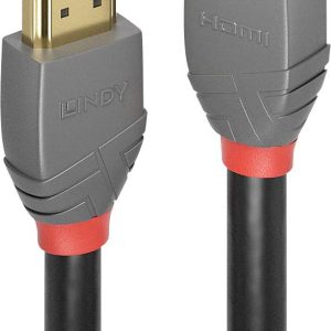 LINDY 36477 HDMI-kabel HDMI Verlengkabel HDMI-A-stekker, HDMI-A-bus 2.00 m Antraciet, Zwart, Rood 4K UHD, Vergulde steek