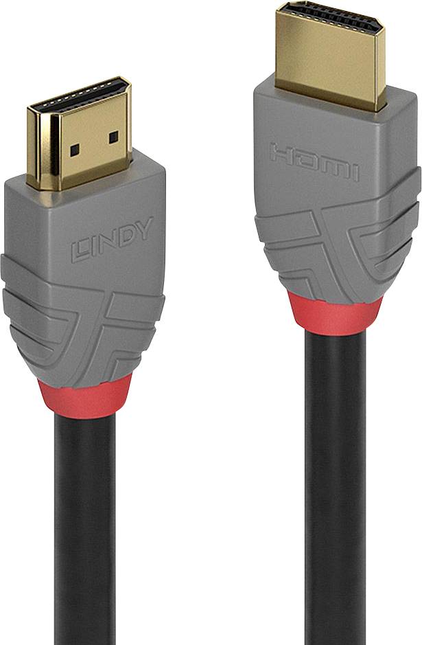 LINDY 36966 HDMI-kabel HDMI Aansluitkabel HDMI-A-stekker, HDMI-A-stekker 7.50 m Antraciet, Zwart, Rood Vergulde steekcon