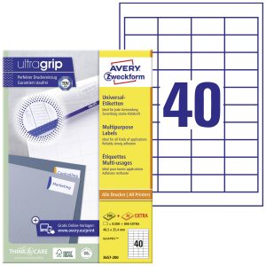 Avery-Zweckform 3657-200 48.5 x 25.4 mm Papier Wit 8800 stuk(s) Permanent hechtend Universele etiketten 220 vel DIN A4 Avery-Zweckform 3657-200 48.5 x 25.4 mm Papier Wit 8800 stuk(s) Permanent hechtend Universele etiketten 220 vel DIN A4