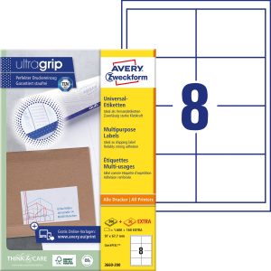 Avery-Zweckform 3660-200 97 x 67.7 mm Papier Wit 1760 stuk(s) Permanent hechtend Universele etiketten 220 vel DIN A4 Avery-Zweckform 3660-200 97 x 67.7 mm Papier Wit 1760 stuk(s) Permanent hechtend Universele etiketten 220 vel DIN A4
