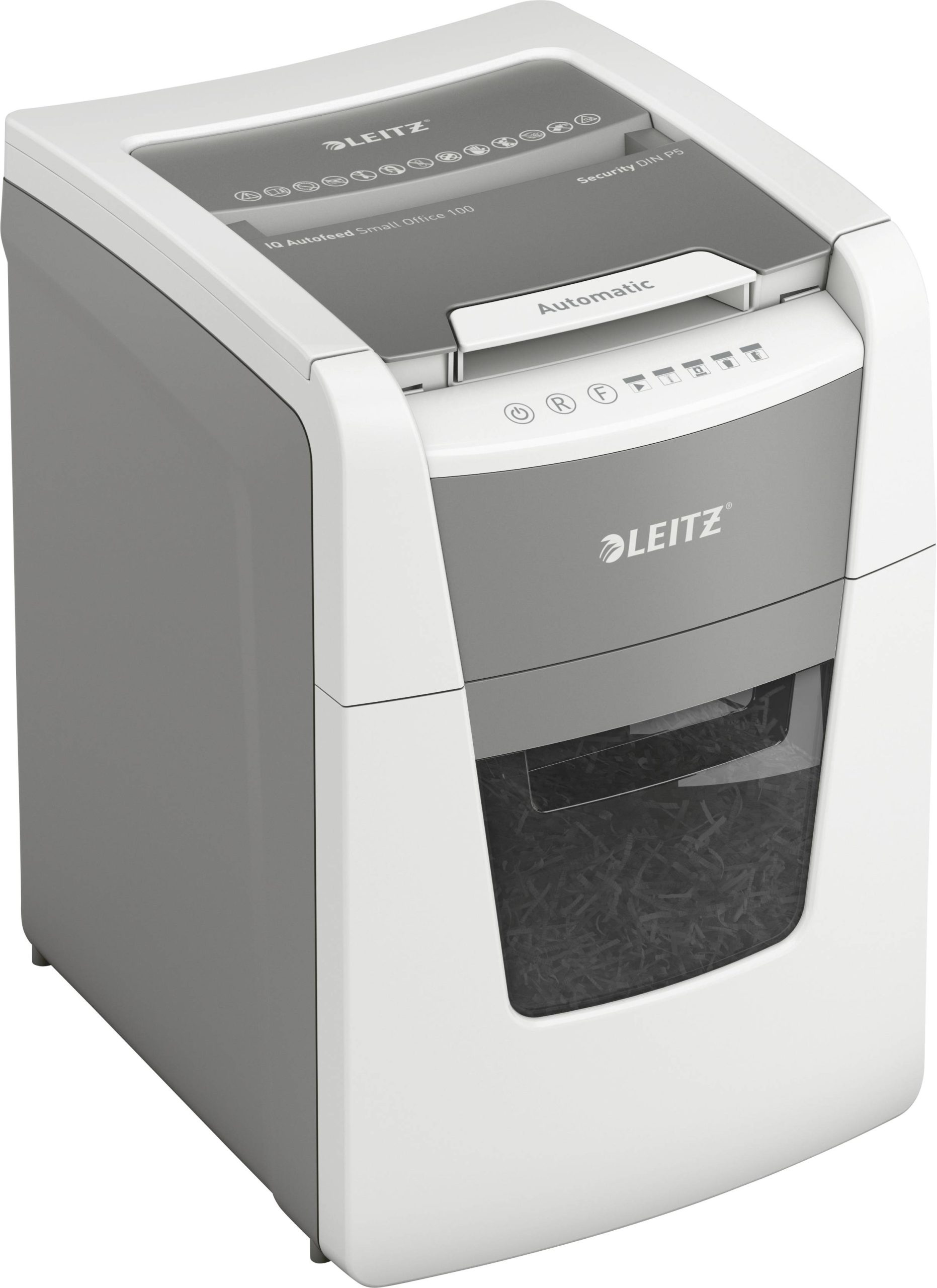 Leitz IQ Autofeed Small Office 100 P5 Papierversnipperaar 100 vellen Micro cut 2 x 15 mm P-5 34 l Ook geschikt voor Pape