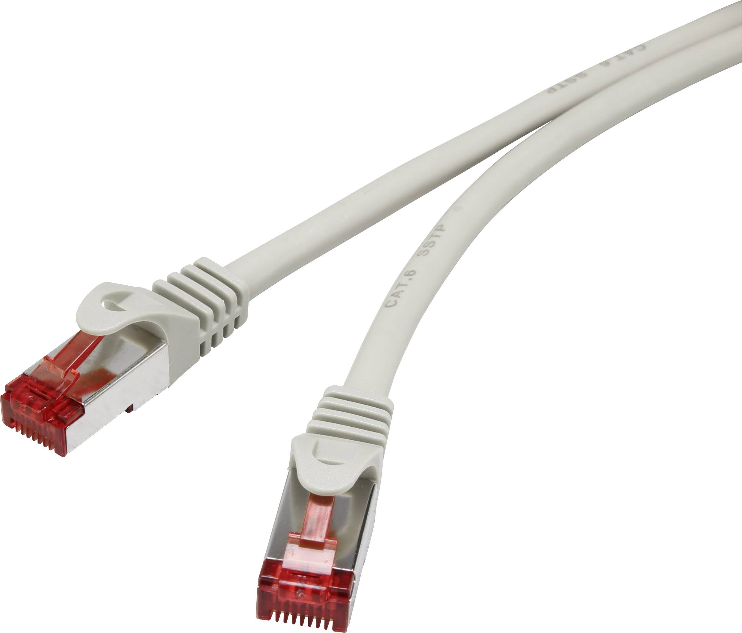 Renkforce RF-4724266 RJ45 Netwerkkabel, patchkabel CAT 6 S/FTP 5.00 m Grijs Snagless, Vergulde steekcontacten, Vlambeste