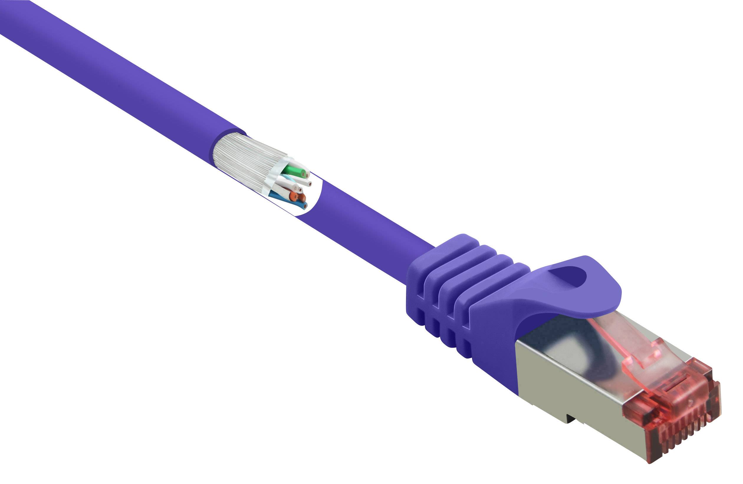 Renkforce RF-4724918 RJ45 Netwerkkabel, patchkabel CAT 6 S/FTP 1.00 m Violet Snagless, Vergulde steekcontacten, Vlambest