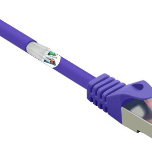 Renkforce RF-4724922 RJ45 Netwerkkabel, patchkabel CAT 6 S/FTP 3.00 m Violet Snagless, Vergulde steekcontacten, Vlambest