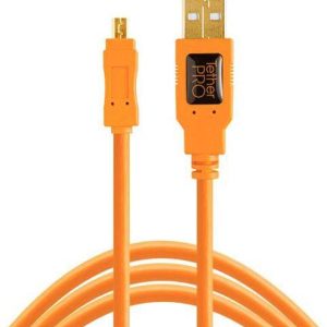 Tether Tools CU8015-ORG USB-kabel USB 2.0 USB-mini-B stekker, USB-A stekker 4.60 m Oranje Met Ferrietkern