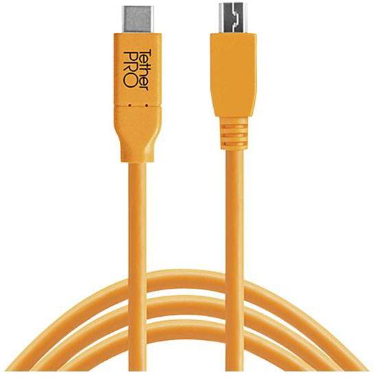 Tether Tools CUC2415-ORG USB-kabel USB 2.0 USB-C stekker, USB-mini-B stekker 4.60 m Oranje