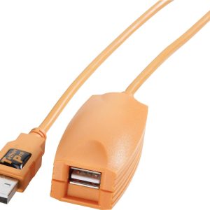 Tether Tools CU1917 USB-kabel USB 2.0 USB-A stekker, USB-A bus 5.00 m Oranje Actief met signaalversterking